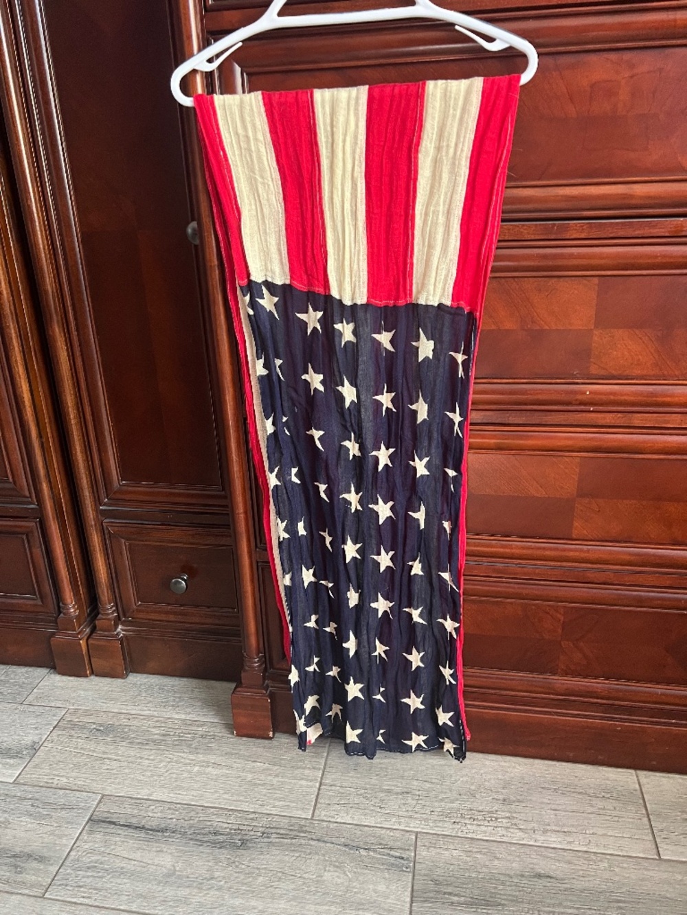 Ralph Lauren American Flag Print Scarf. One Size.